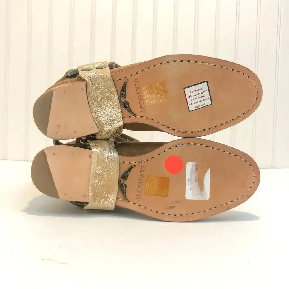 NEW RARE Zadig & Voltaire Arcade Studded Western Suede Harness Ankle Booties 5 - Picture 11 of 15